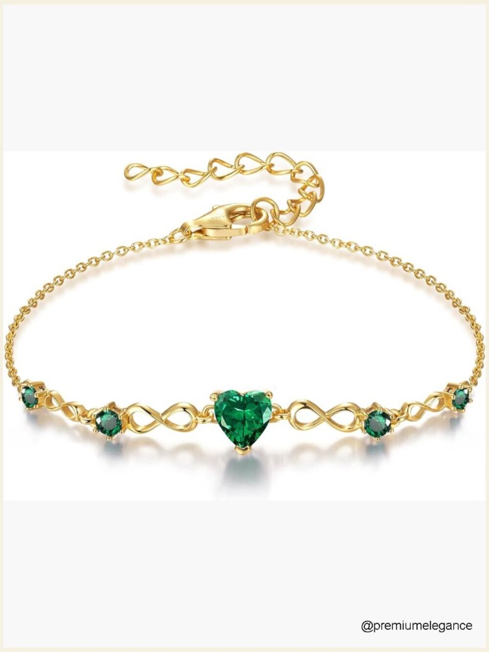 Infinity Heart Birthstone Charm Link Bracelet Adjustable Sterling Silver